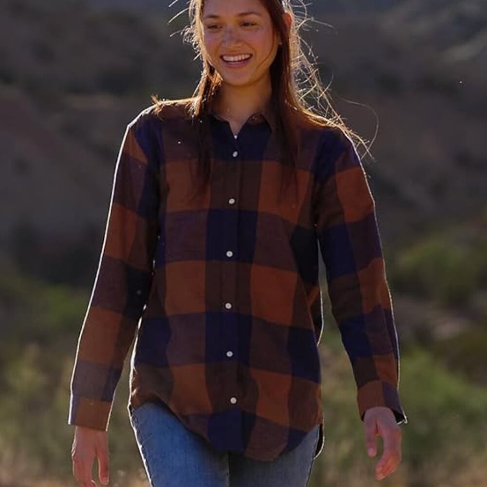 Eddie Bauer Women's Fremont Flannel Snap-Front Tunic, Tile Blue US XS